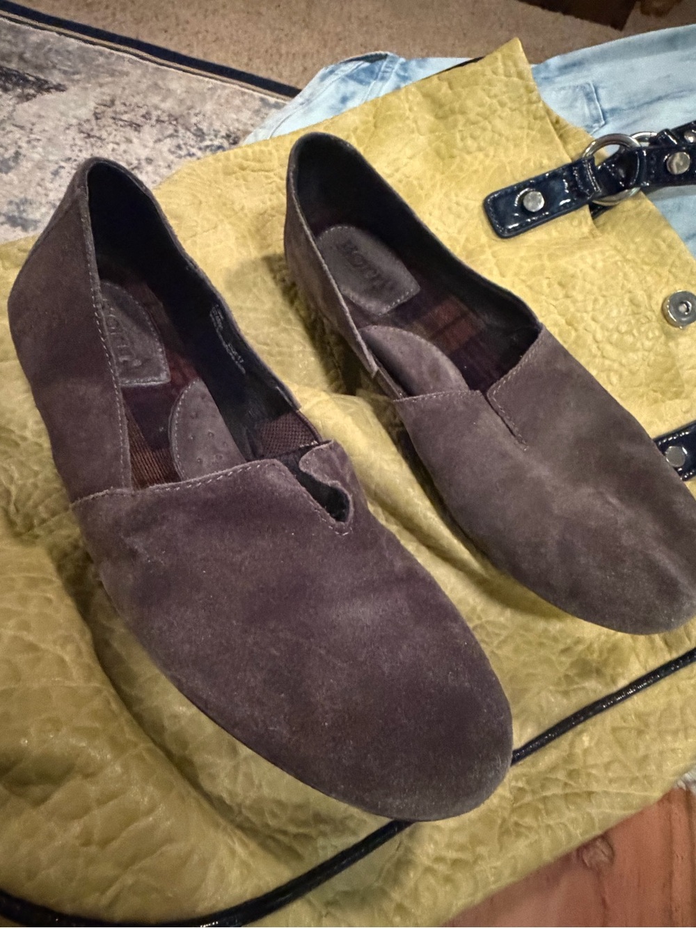 Born Navy Soft Suede Slip-On loafers